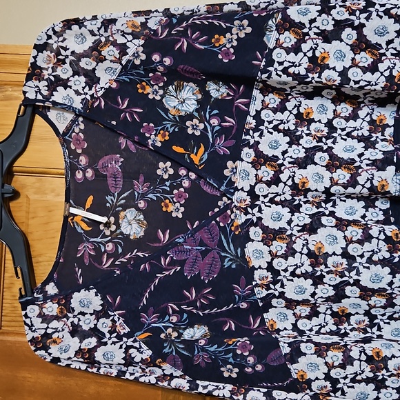 NWOT Free People Isabelle Purple Multi Floral V-Neck Tunic - Picture 5 of 8